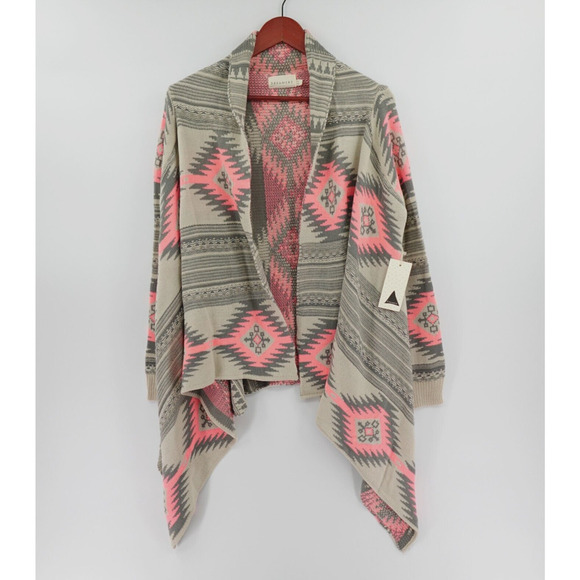 Dreamers Tribal Cardigan Womens S-M Pink Open Front Southwestern - Picture 1 of 16